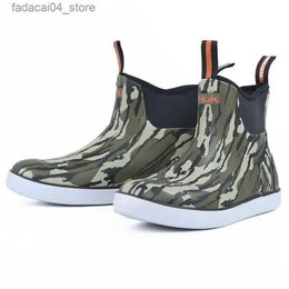 Boots Women Rain Boots Light Trainer Fishing Boots Men Green Rain Ankle Boots Camouflage Casual Shoes Pvc High Top Sneakers Waterproof Q240605