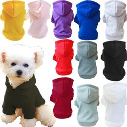 Dog Apparel Warm Pet Clothes Winter Hoodies For Small Dogs Hooded Coat Blank Clothing Puppy Cat Sweatshirt Jacket Yorkie Pets Outfits XS