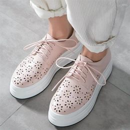 Fitness Shoes Women's Cutout Cow Leather Platform Chunky Ankle Boots Fashion Sneakers Lace Up Oxfords Punk Creepers Casual Loafers
