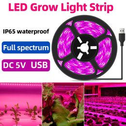 1-3m LED Grow Light DC 5V USB Waterproof Full Spectrum Plant Light Grow LED Strip Phyto Lamp Ultraviolet Infrared Full Spectrum For Vegetable Flower Seedling Grow Tent