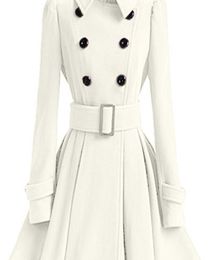 Winter Women Woolen Coat Windbreaker Multicolor Belt Bandage Top White Wool Blend Girls Dress Jacket Thick Ladies Tops Plus Size Y2475489