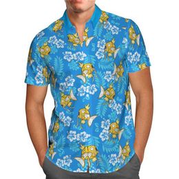 Men's Polos Anime 3D printed Beach Hawaiian Summer Shirt Short sleeve shirt Street wear oversized social shirt Q240605