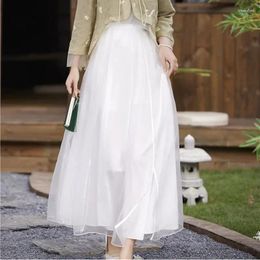 Skirts High-end Summer Mesh Mid-length Skirt Chinese Style A-line Jacquard Weave All-match Female S-XXL
