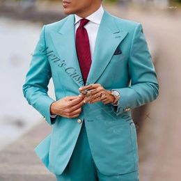 Men's Suits Mint Green Wide Lapel Suit Casual Slim Fit Wedding Groom Tuxedo Man Outfit Prom Party Marriage 2 Piece Blazer Pants Set