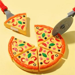 Kids Pizza Cutting Toy Simulation Plastic Dinette Child Kitchen Pretend Play Food Cooking Toys for Girls 240524