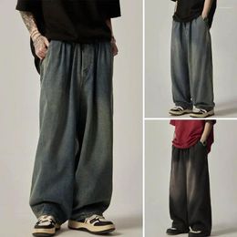Jeans maschile 2024 elastici sciolti sciolti a gamba larga pantaloni casual pantaloni casuali abbigliamento abbigliamento sportivo coreano