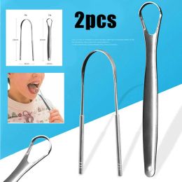 Flosser 2 Pcs Stainless Steel Tongue Scraper Silver Metal Cleaner Ecofriendly Oral Care Fresh Tool Reusable Breath Brush