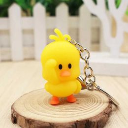 Keychains Lanyards Cute Little Yellow Duck Key Chain Dancing Duck Keychain Couples Women Friend Gift Bag Pendant Accessory Keyring AccessoriesL2464
