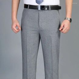 Men's Suits Straight Summer Pants Social Tailoring Cotton Business Linen Male Suit Trousers Elegant Dress Clothing 2024