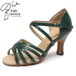 Dance Shoes Woman Green Latin Women Cross Strap Girls Soft Bottom Bachata Salsa Dancing For Latino