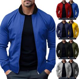 Men's Jackets European And American Spring Autumn Top Stand Up Neck Zipper Casual Long Sleeved Hoodie Jacket
