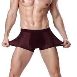 Underpants 3 pieces/batch mens boxing short bamboo underwear breathable hombre hole sexy underwear short underwear Q240603