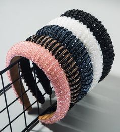 New Fashion Headband For Women Thick Sponge Hairband Handmade Rhinestone Twine Hair Band Baroque Hair Accessories Adult8782713