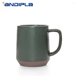 Mugs 350ml Japanese Coarse Pottery Ceramic Mug With Lid Spoon Brief Coffee Cup Office Water Fruit Juice Milk Tea Cups Drinkware