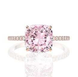 18k Rose Gold Pink Sapphire Diamond Ring 925 Sterling Silver Party Wedding Band Rings For Women Fine Jewelry7908016