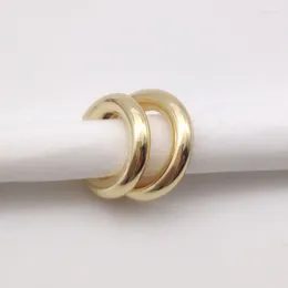 Backs Earrings 2pcs Punk Golden Stainless Steel Chunky Ear Clip For Women Exaggerated Thick Round Circle Cuff Jewellery Gift