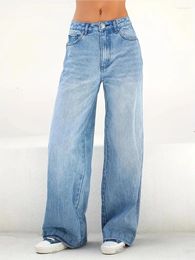 Women's Jeans 2024 Selling Casual Light Blue Straight Leg Denim Pants