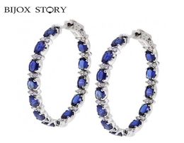 BIJOX Storey Elegant Drop Earrings 925 Sterling Silver Jewellery with Sapphire Gemstone for Female Wedding Party Earring Whole5657402