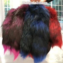 Accessories 10Pcs/lot 40cm/16" Real Genuine Fox Fur Tail Keychain Cosplay Toy Keyring Bag Purse Pendant Tassels