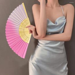 Decorative Figurines Luxury Imitation Silk Fan Elegant Chinese Vintage Bamboo Hand Fans For Women Gradient Color With Weddings Tea