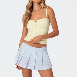 Skirts Lamuusaa Y2k Mini Women Aesthetic Clothes Striped Low Waist Pleated A Line Short Skirt Going Out Party Streetwear