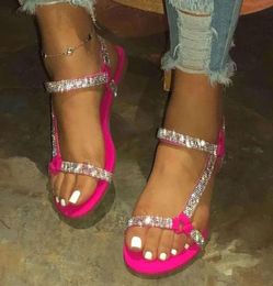 2021 Sommer Beach Bling Crystal Rom Ladies Sandalen Strass Plattform gemischte Farbausschnitte Keile Frauen Sandalen Schuhe Frau1019060
