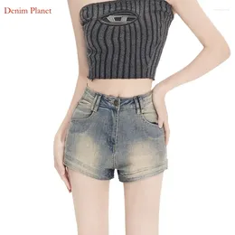 Women's Jeans Denim Planet Style Shorts Summer 2024 High Waisted Tight Fitting Slimming A-Line Spicy Girl Ultra Short