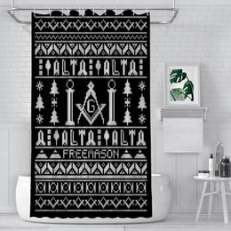 Shower Curtains Ugly Christmas Sweater Design Masonic Freemason Waterproof Bathroom Decor With Hooks Home Accessories