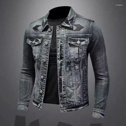 Men's Jackets Vintage Denim Jacket High Street Trend Loose Riding Biker Clothing Handsome Casual Buttoned Lapel