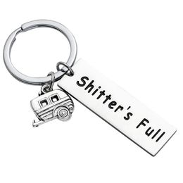 12pc Shitter 039S Full Stainless Steel Keyrings Happy Camper Camping Trailer Charm Pendant Keychains Women Men Friends Party Gi9034772