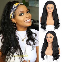 Loose Deep Wave Lace Human Hair Wigs Aisi Xuchang wig with wig female headband wigs ice silk scarf chemical fiber wig Headcover
