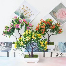 Decorative Flowers 1 Pcs Artificial Plants Potted Decorations Small Bonsai Simulation Tree Home El Decoration Green