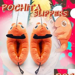 Filmer TV PLUSH Toy P Japan Pochita Pie Slipper Chainsaw Chain Saw Man Cosplay Orange Dog Shoes Adt Kids Christmas Gift Drop Deliver Dh4ag