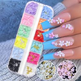 Decorations 3D Acrylic Flower Nail Art Decorations Gold Silver Beads Colour Change Nails Charms Luxury Rhinestones Supplies Accessories