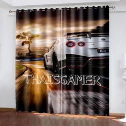 Curtain Cool Sports Car Movie Print Pattern Modern Boys Drapes Window Curtains For Living Room Bedroom Kitchen 2 Pieces Decor