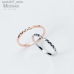 TiffaniJewelry Band Rings Modian New Babysbreath Stackable Tiny Fashion Jewellery 925 Sterling Silver Colour Finger For Women Wedding Q240605