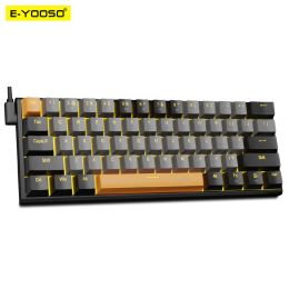 Keyboards EYOOSO Z11 USB Mechanical Gaming Wired Keyboard Red Switch 61 Keys Gamer Russian Brazilian Portuguese for Computer PC Laptop