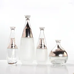 Storage Bottles Pump Bottle Travel Press Essential Cosmetic Sample Container High Quality Glass Clear Frosted Lotion DIY Cream Jar