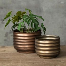 Vases Decorations Metallic Desktop Flower Ware Home Living Room Dining Balcony Round Small Green Plant Pot