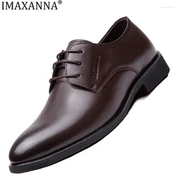 Casual Shoes IMAXANNA Luxury Genuine Leather Men Breathable Formal Dress Male Office Wedding Flats Footwear Gents Shoe
