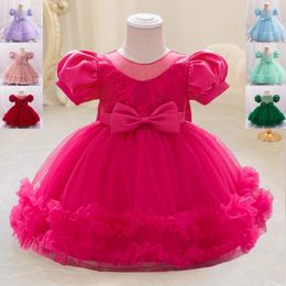 Girl Dresses Toddler Sequin Baby Party Bow Princess For 1st Birthday Baptism Dress Tutu Lace Wedding Prom Gown