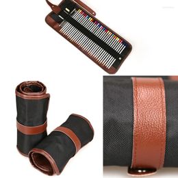 36/48/72 Holes Canvas Pen Roll Pencil Case Wrap Practical Holder Box For Artists School Office
