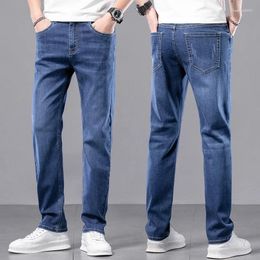 Men's Jeans Mens Vintage Mid-Waist Stretch Straight Slim Business Denim Pants 6 Colour High Quality Brand Trousers