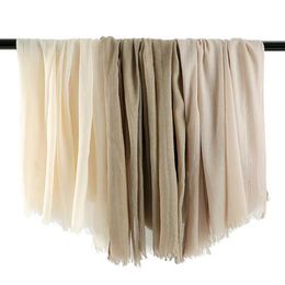 Scarves Fashionable linen cotton scarf headscarf large-sized soft shawl suitable for women Muslim scarves solid color packaging womens headband 190 * cm G240529