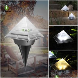 Outdoor Wall Lamps Pyramid Solar Lamp Waterproof Lawn Light Led Ground Lights For Walkway Yard Landscape Sunlight Drop Delivery Light Dhb3H