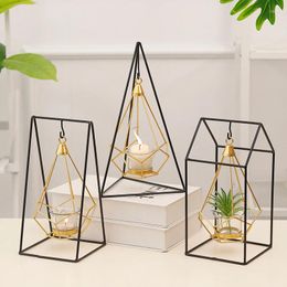 Candle Holders Nordic Simple Creative Iron Art Can Hang Candlestick Home Table Atmosphere Layout Ornaments Hanging Metal Crafts