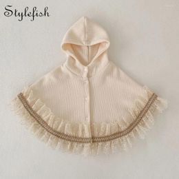 Jackets 2024 Spring Infant Cloak Fashion Girl Baby Lace Shawl Hooded Coat Clothes