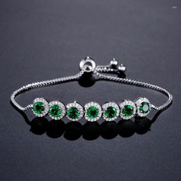 Link Bracelets RAKOL Round Water Drop Shaped Zircon Pull Bracelet For Women Emerald Super Flash Party Jewellery