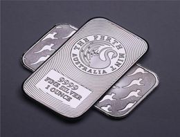 Australia Kangaroo Peth Mint 1OZ 999 Value Fine Silver Plated Brass Bullion Bar Metal Coin Collectible 20pcslot Non32916121718918