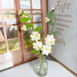 Decorative Flowers 5 PCS White Gardenia Knitting Plants Buds Home El Wedding Party Decor Artificial Handmade